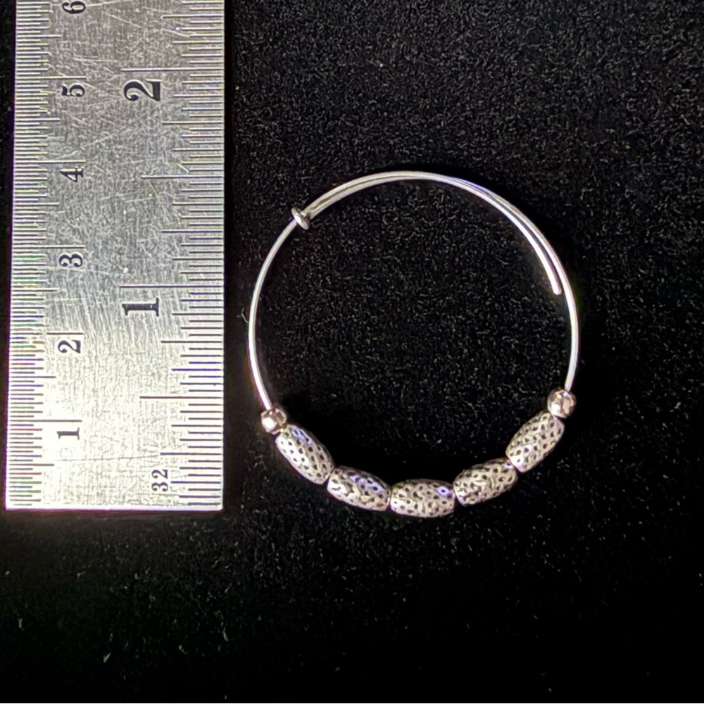 Silver Beaded Hoop Earrings - Women Jewelry - Picture 2 of 3